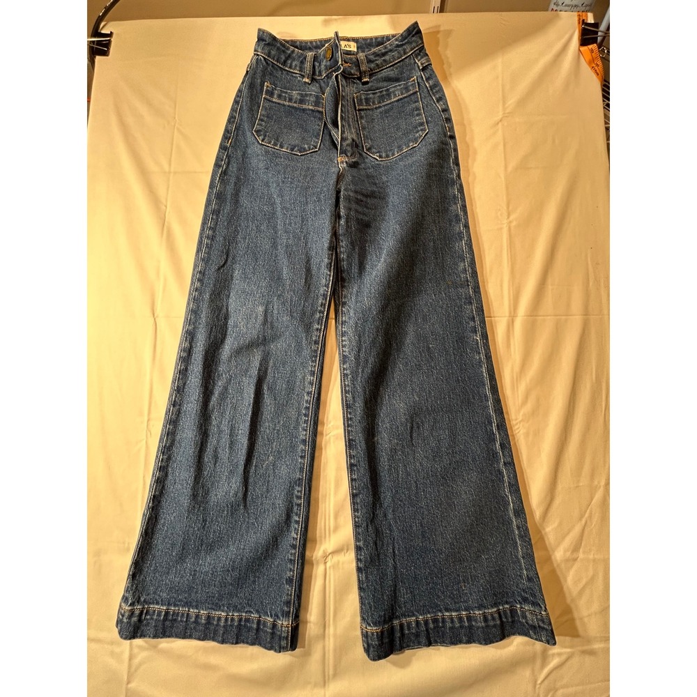 Rollas Sailor Jeans High Rise Wide Leg Dark Wash Denim Size 24 Aussie 6